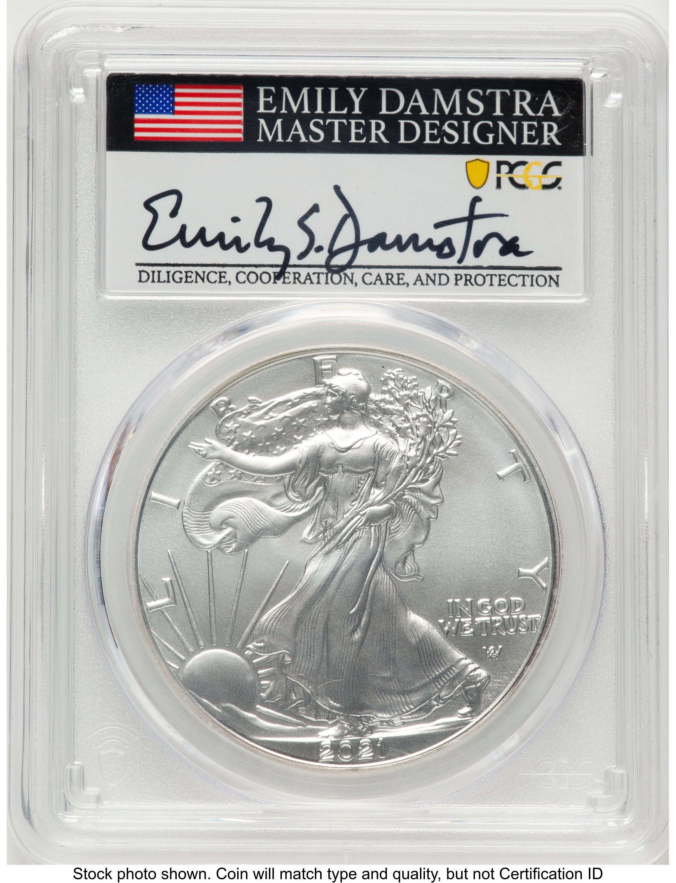 2021 Silver Eagle Type 2 FS Emily Damstra PCGS MS70