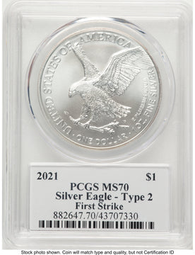 2021 Silver Eagle Type 2 FS Emily Damstra PCGS MS70