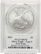 2021 Silver Eagle Type 2 FS Emily Damstra PCGS MS70
