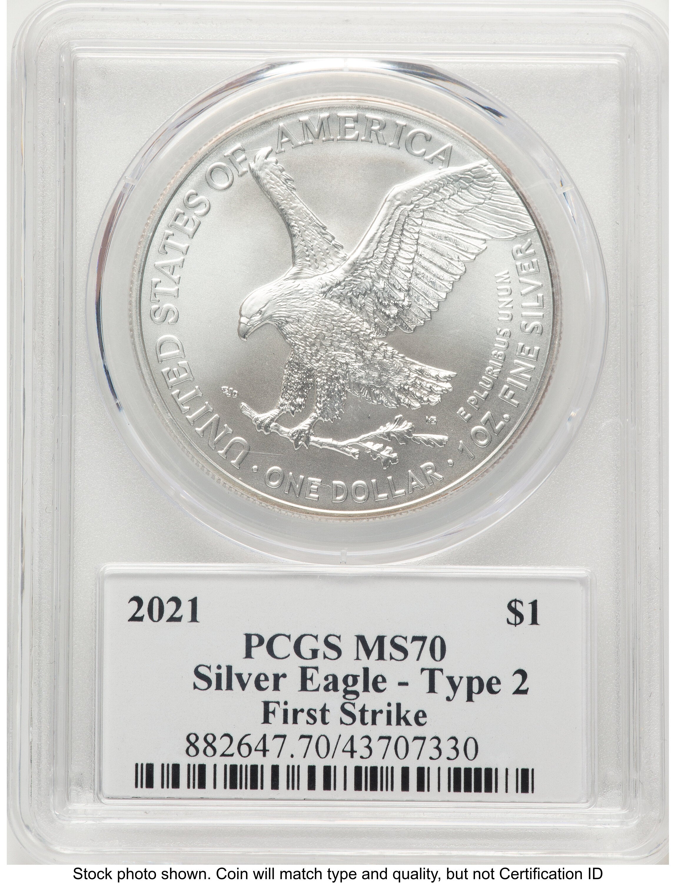 2021 Silver Eagle Type 2 FS Emily Damstra PCGS MS70