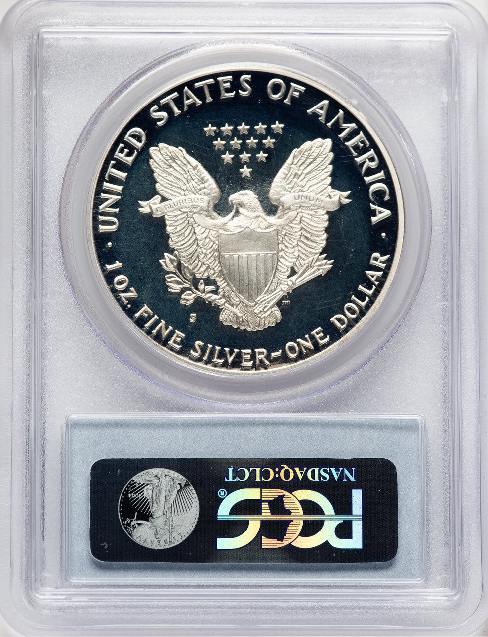 1986-S Proof Silver Eagle 1 oz Blue Label PCGS PR70