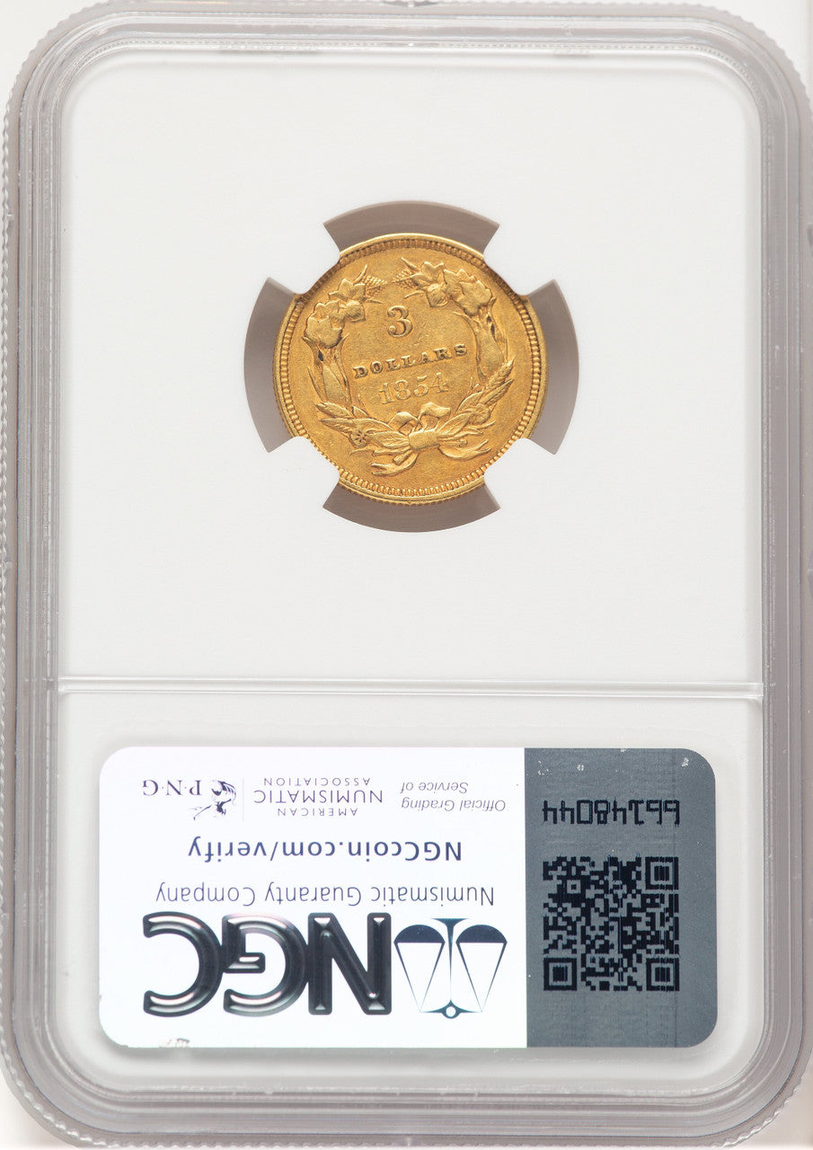 1854 $3 Three Dollar Gold Pieces NGC AU55 (773311025)