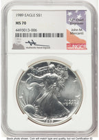 1989 Silver Eagle John NGC MS70 Mercanti