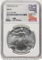 1998 Silver Eagle John NGC MS70 Mercanti
