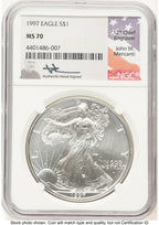 1997 Silver Eagle John NGC MS70 Mercanti