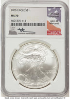 2005 Silver Eagle John NGC MS70 Mercanti