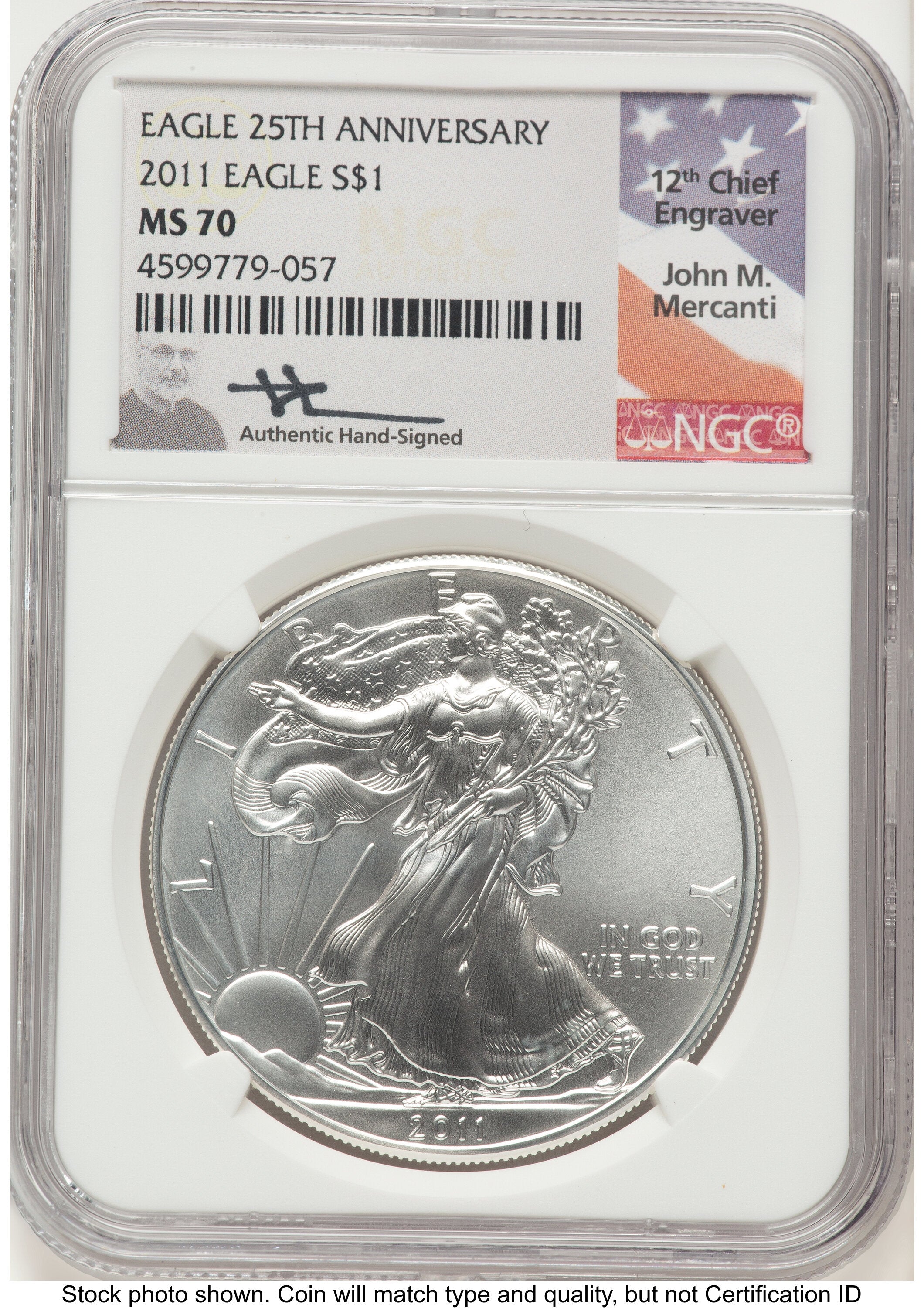 2011 Silver Eagle John NGC MS70 Mercanti