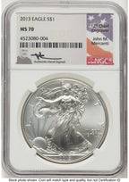 2013 Silver Eagle John NGC MS70 Mercanti