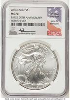2016 Silver Eagle John NGC MS70 Mercanti