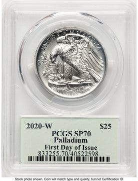 2020-W Palladium Eagle 1 oz Burnished FDI Thomas Cleveland Minuteman PCGS MS70 (773453018)