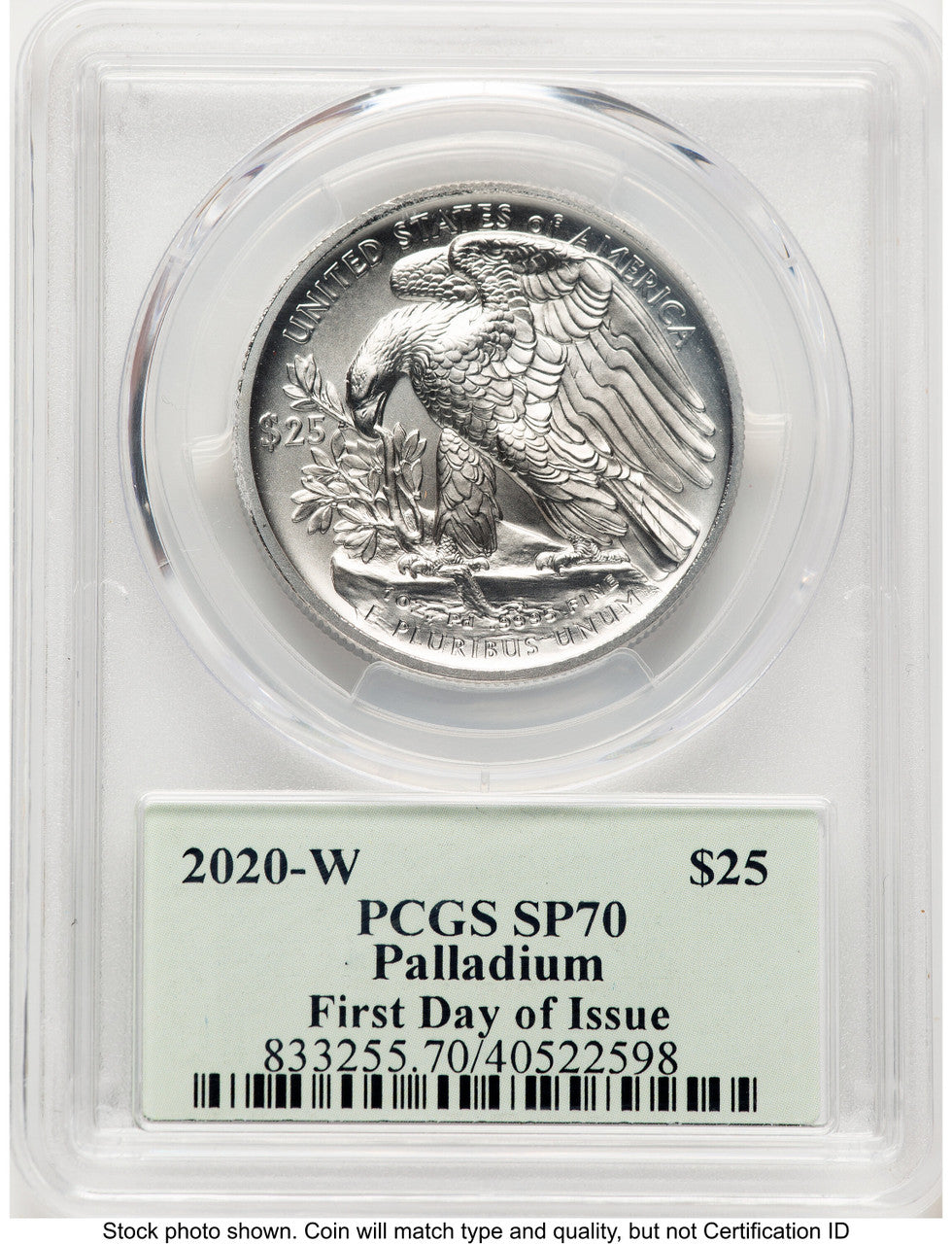 2020-W Palladium Eagle 1 oz Burnished FDI Thomas Cleveland Minuteman PCGS MS70 (773453018)