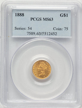 1888 G$1 Gold Dollar PCGS MS63