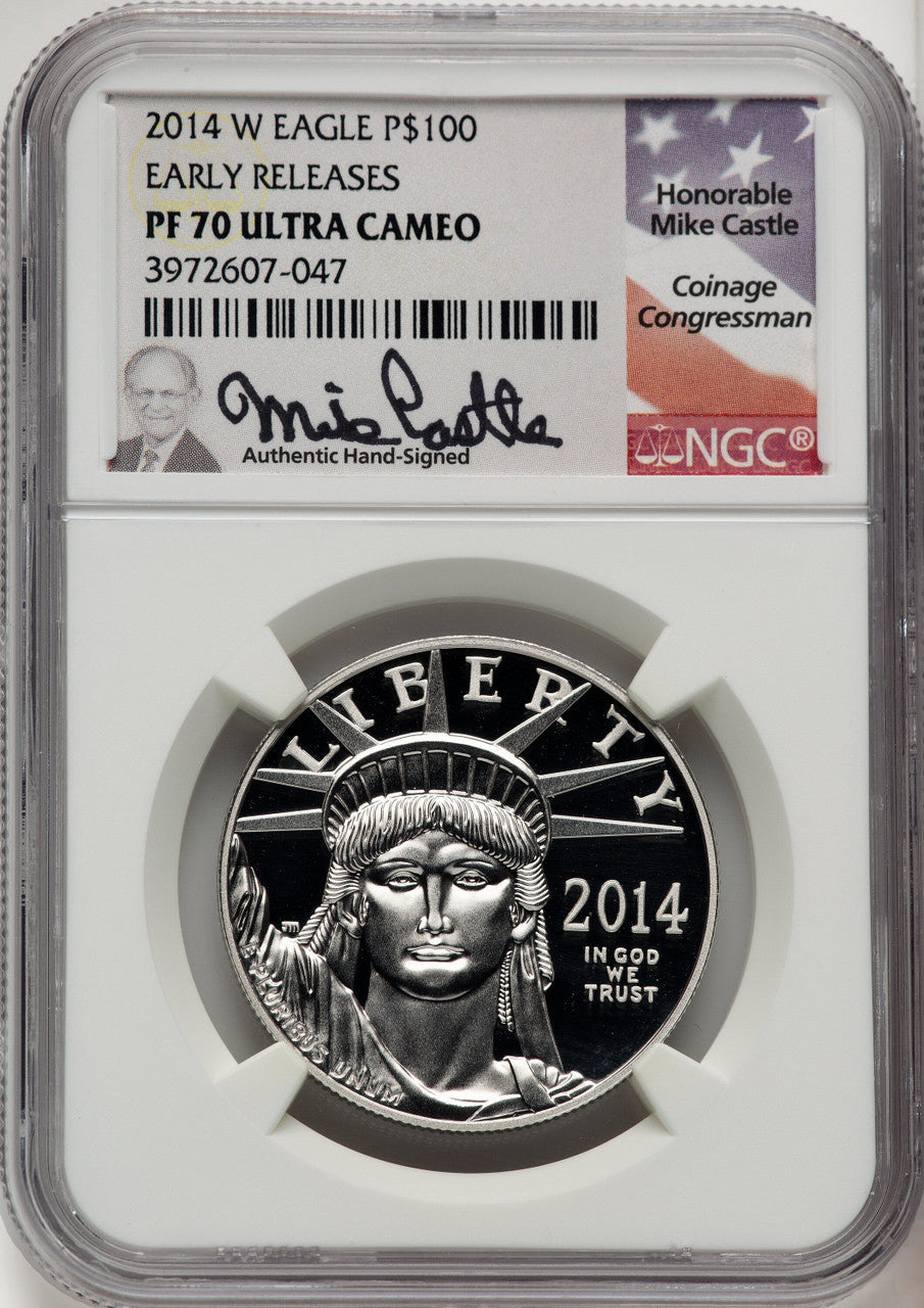 2014-W Proof Platinum Eagle 1 oz ER Mike Castle NGC PF70