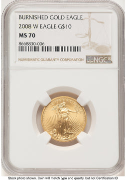 2008-W Burnished Gold Eagle 1/4 oz 0.25 oz Brown Label NGC MS70
