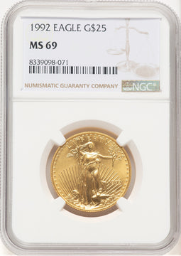 1992 Gold Eagle 1/2 oz Brown Label NGC MS69