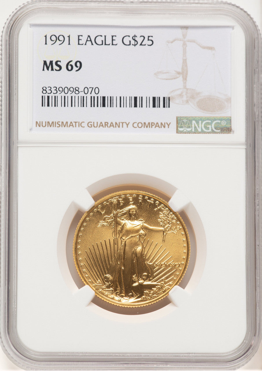 1991 Gold Eagle 1/2 oz Brown Label NGC MS69