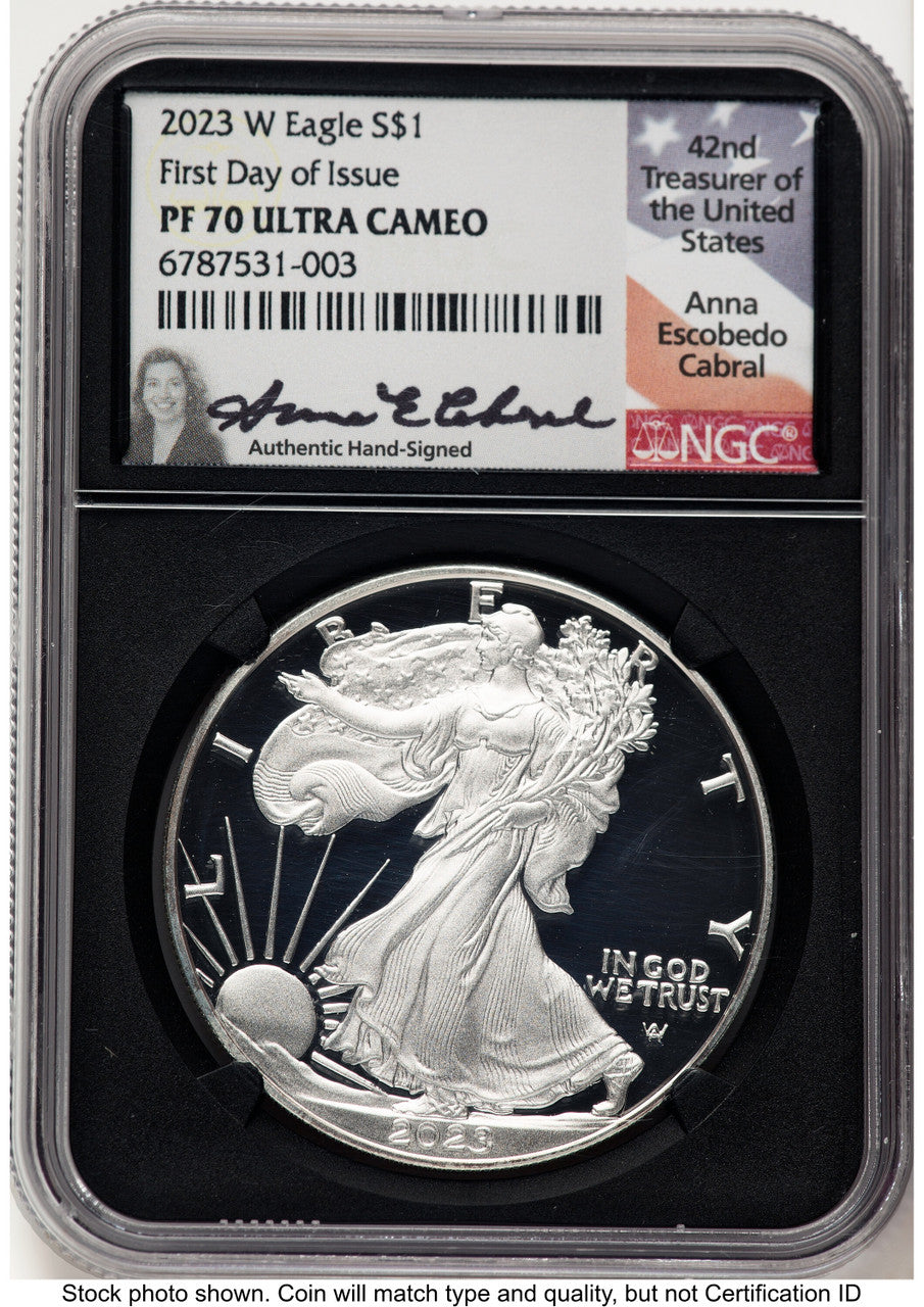 2023-W Proof Silver Eagle 1 oz FDI Anna Cabral NGC PF70