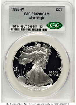 1995-W Proof Silver Eagle 1 oz Silver Label CACG PR69
