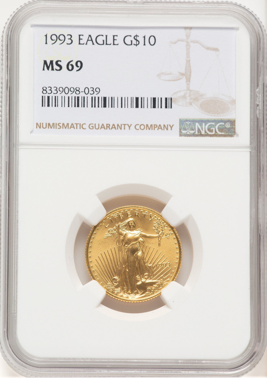 1993 Gold Eagle 1/4 oz Brown Label NGC MS69