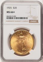 1925 $20 Saint-Gaudens Double Eagle NGC MS66+ (774022008)