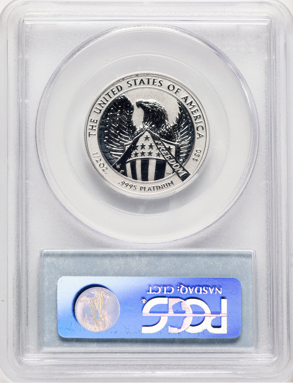 2007-W Reverse Proof Platinum Eagle 1/2 oz Blue Label PCGS PR70