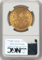 1873 $20 CLOSED 3 Brown Label Liberty Double Eagle NGC MS61