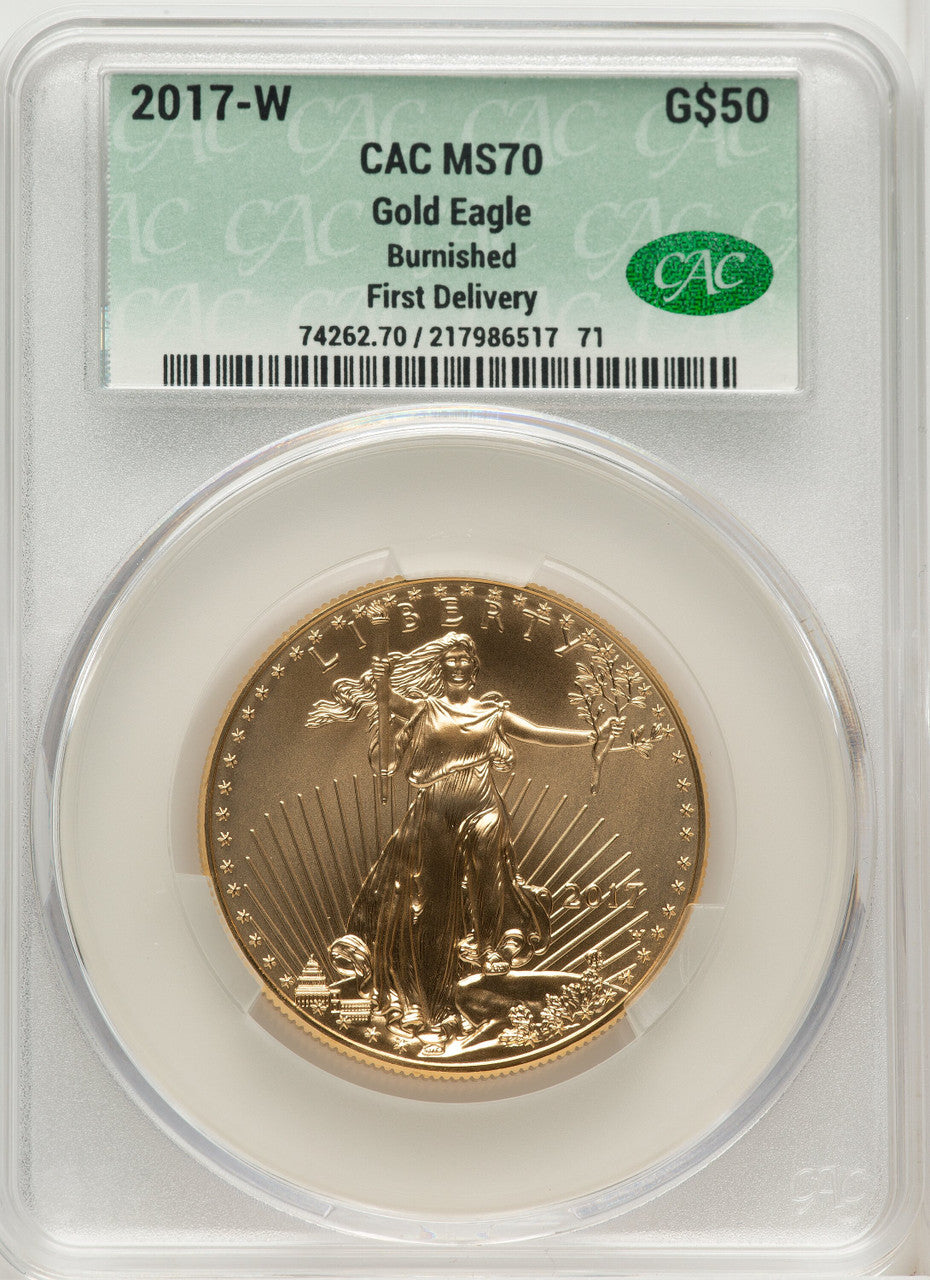 2017-W Burnished Gold Eagle 1 oz First Delivery CACG MS70