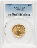 1987 Gold Eagle 1/4 oz Blue Gradient PCGS MS69