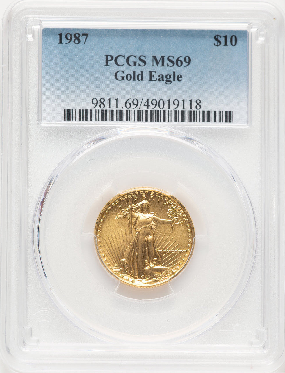 1987 Gold Eagle 1/4 oz Blue Gradient PCGS MS69