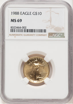 1988 Gold Eagle 1/4 oz Brown Label NGC MS69