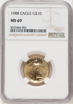 1988 Gold Eagle 1/4 oz Brown Label NGC MS69