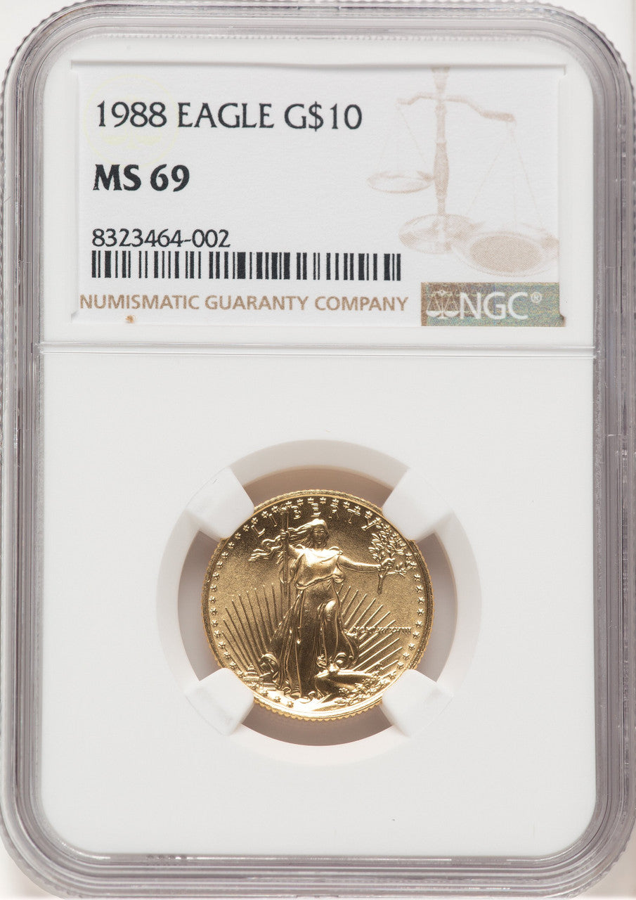 1988 Gold Eagle 1/4 oz Brown Label NGC MS69