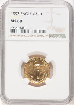 1992 Gold Eagle 1/4 oz Brown Label NGC MS69
