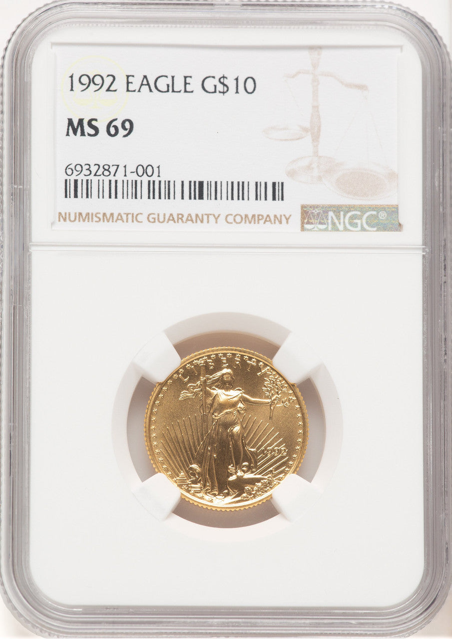 1992 Gold Eagle 1/4 oz Brown Label NGC MS69