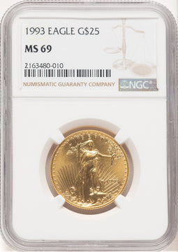1993 Gold Eagle 1/2 oz Brown Label NGC MS69