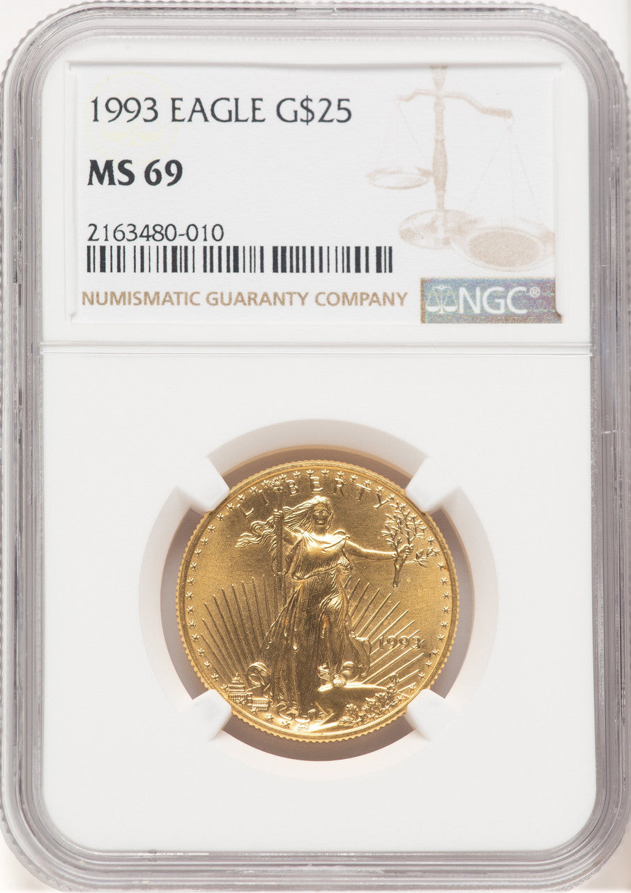 1993 Gold Eagle 1/2 oz Brown Label NGC MS69