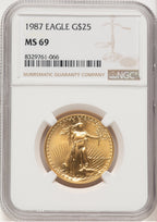 1987 Gold Eagle 1/2 oz Brown Label NGC MS69