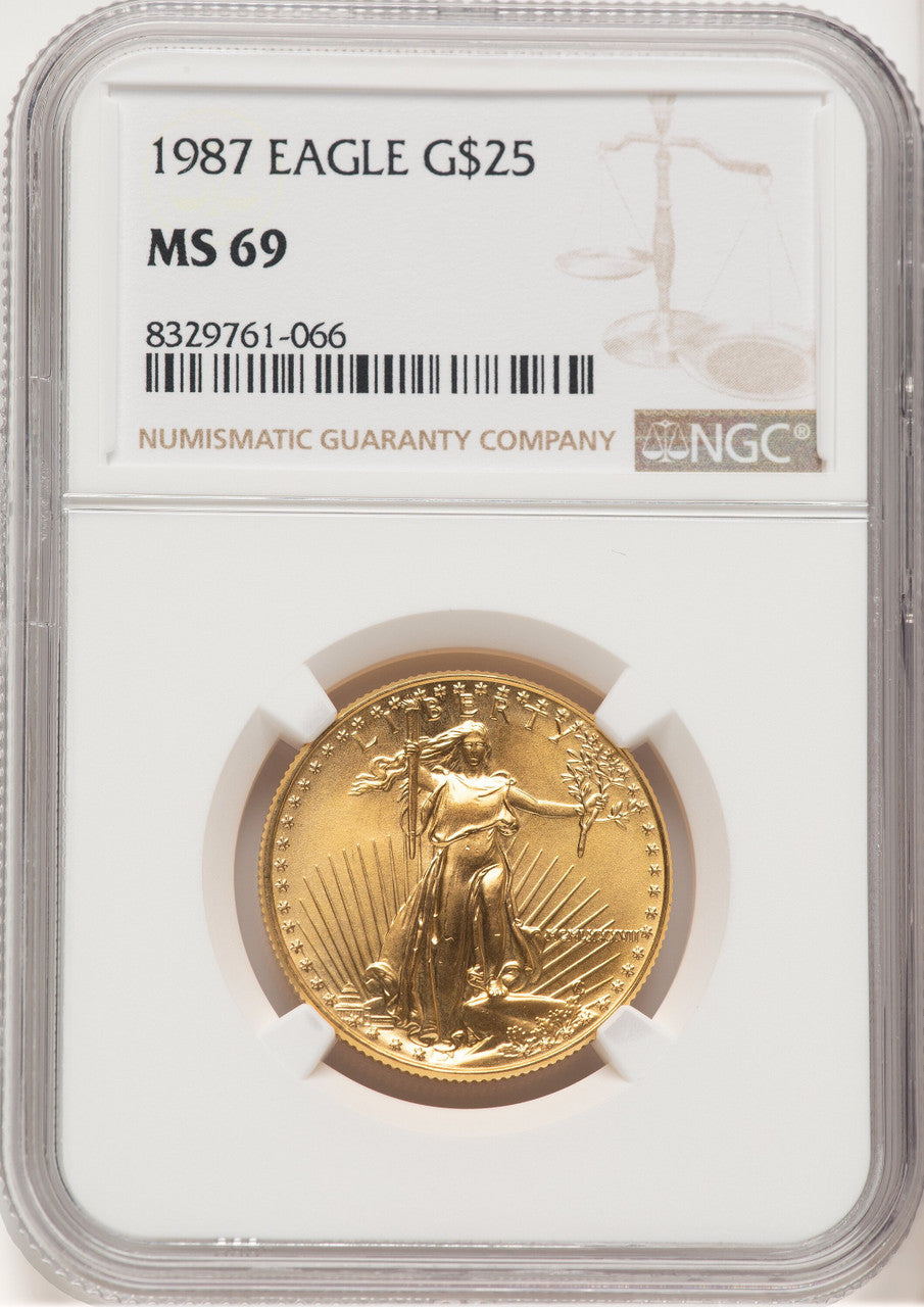 1987 Gold Eagle 1/2 oz Brown Label NGC MS69
