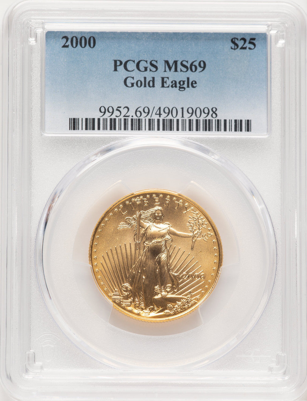 2000 Gold Eagle 1/2 oz Blue Gradient PCGS MS69