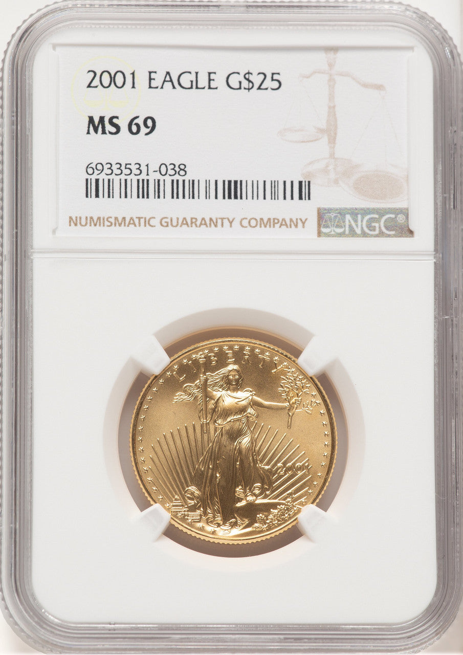 2001 Gold Eagle 1/2 oz Brown Label NGC MS69