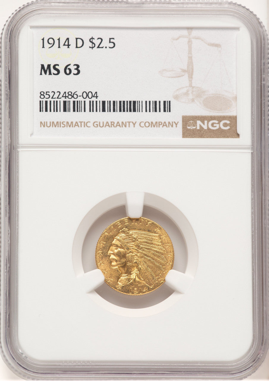 1914-D $2.50 Indian Quarter Eagle NGC MS63 (774313002)