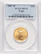 2007-W Burnished Gold Eagle 1/4 oz Blue Label PCGS MS70