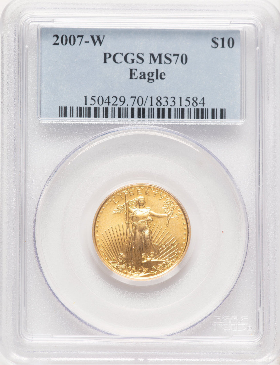 2007-W Burnished Gold Eagle 1/4 oz Blue Label PCGS MS70