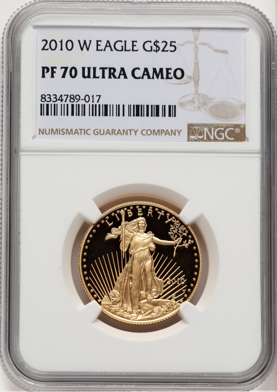 2010-W Proof Gold Eagle 1/2 oz Brown Label NGC PF70