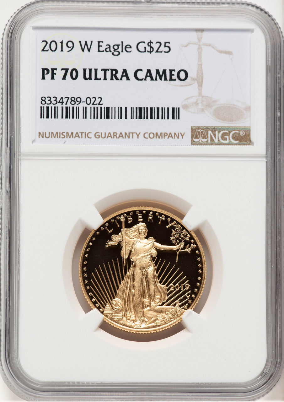 2019-W Proof Gold Eagle 1/2 oz Brown Label NGC PF70