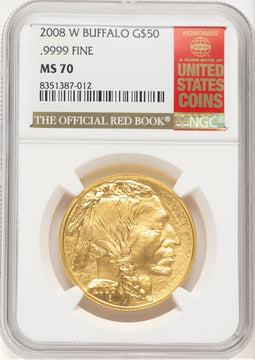 2008-W Burnished Gold Buffalo 1 oz Red Book NGC MS70