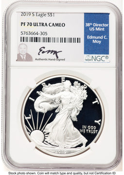 2019-S Proof Silver Eagle 1 oz NGC PF70 Ed Moy