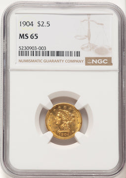 1904 $2.50 Liberty Quarter Eagle NGC MS65 (774414065)