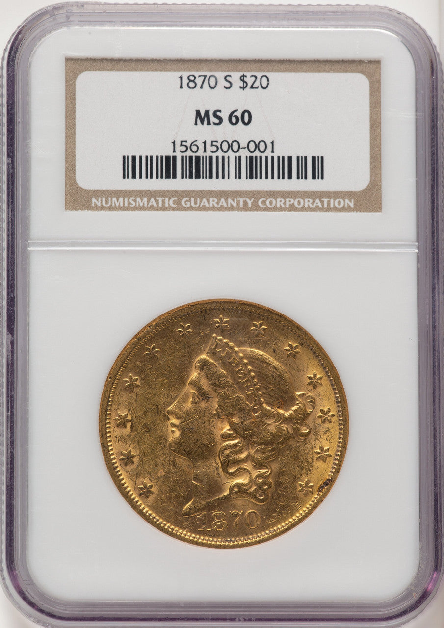 1870-S $20 Liberty Double Eagle NGC MS60
