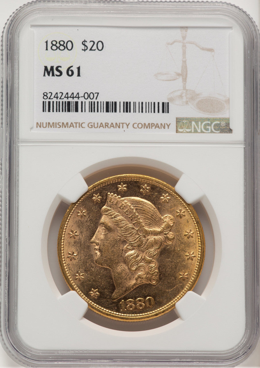 1880 $20 Liberty Double Eagle NGC MS61